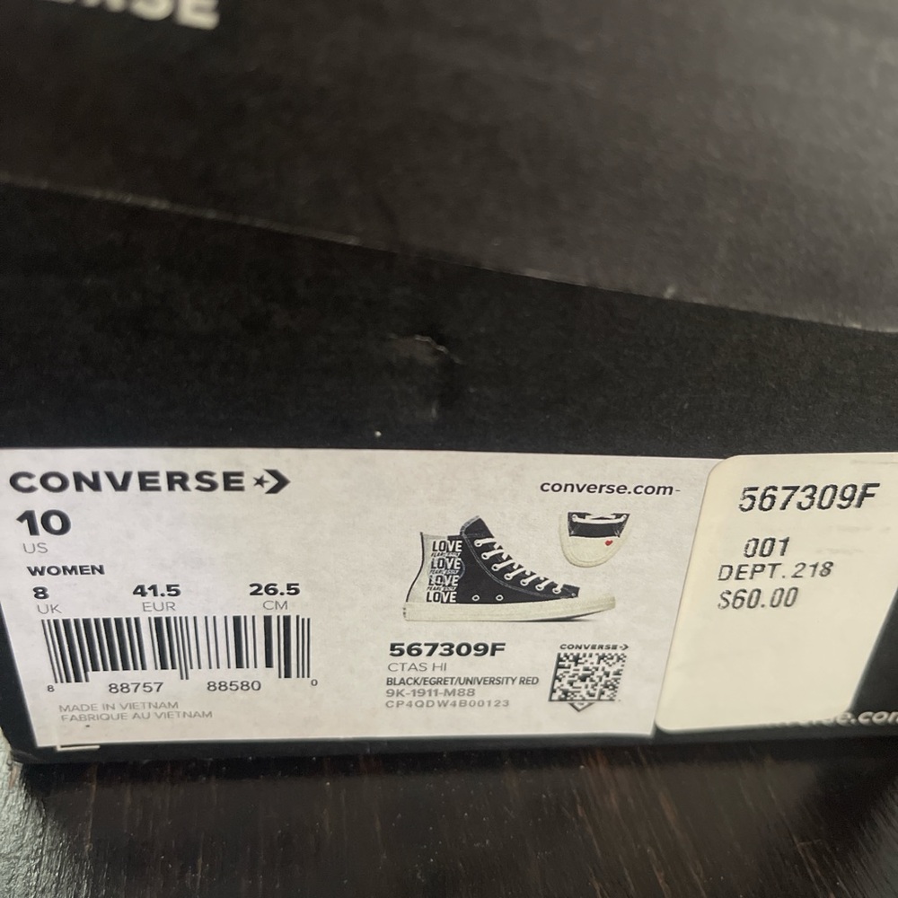 Converse Black & Red High-Top Sneakers with LOVE Graphic